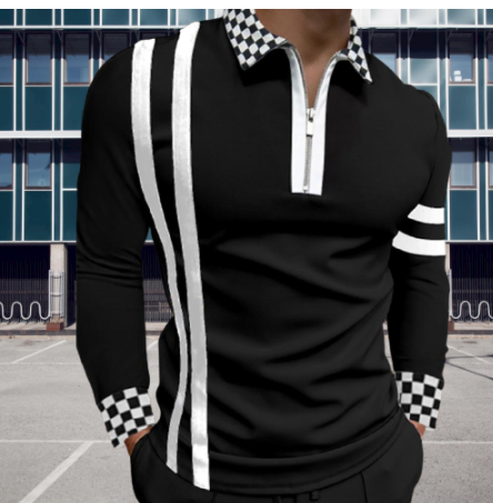 Polo Manga Larga Rayas Cuello Solapa Slim Fit Hombre - Image 6