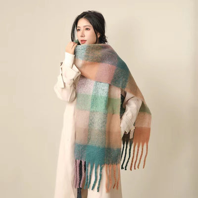 Bufanda Mohair Cálida de Cuadros Versátil - Estilo Europeo - Image 25