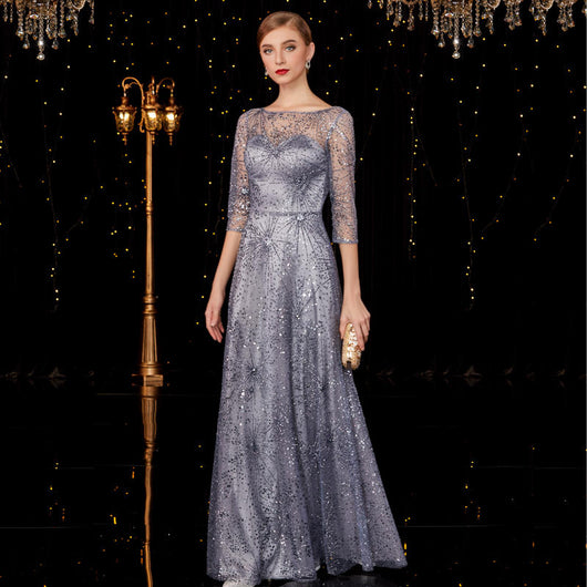 Vestido de Noche Largo Gris Plata para Conciertos y Eventos - Image 11