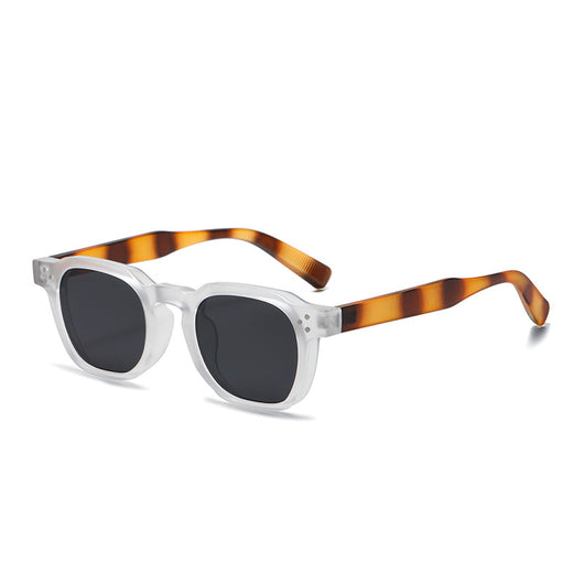 Black square-frame sunglasses with bright yellow lenses and small silver studs on the front corners. - Image 32