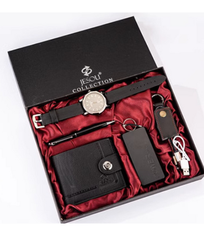 Set de Regalo Premium para Hombre: Cartera, Power Bank, Llavero y Reloj de Cuarzo - Image 7