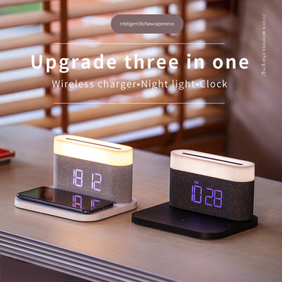 Lámpara de Noche Multifuncional con Cargador Inalámbrico y Reloj Digital - Image 9