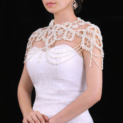 Chal Cheongsam Perlas Tejido a Mano - Accesorio Nupcial Elegante