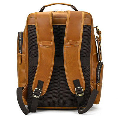Mochila de Cuero Retro para Hombre - Gran Capacidad y Múltiples Bolsillos - Image 2