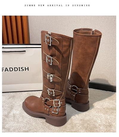 Botas Martin de Cuero Genuino con Tacón Robusto y Hebilla Retro para Mujer - Image 27