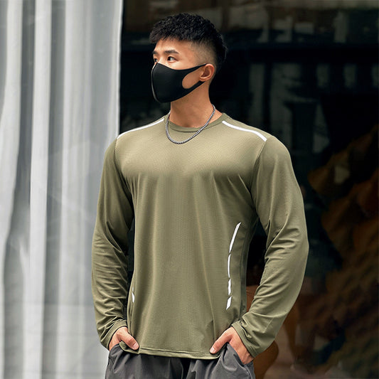 Playera Deportiva Holgada de Cuello Redondo y Manga Larga