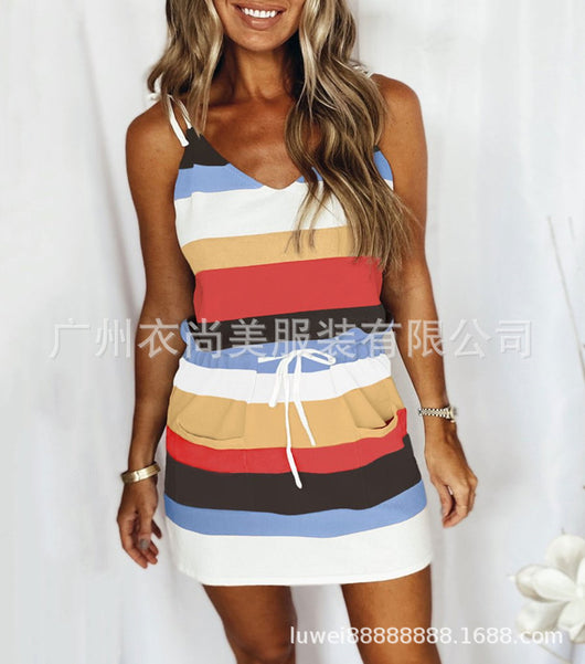 Vestido Rayado con Cordón Ajustable - Diseño Suelto y Fresco para Verano - Image 11