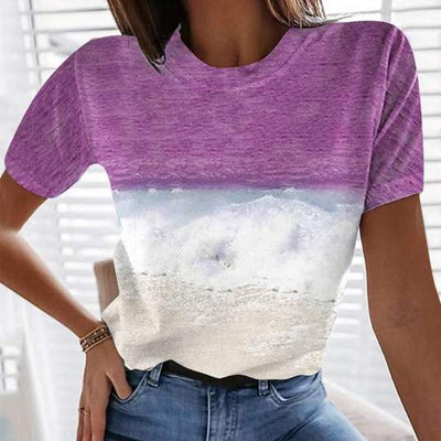 Camiseta Cuello Redondo Mujer Estampado Paisaje Marino - Image 9