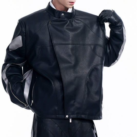 Chaqueta Motociclista con Solapa Oblicua