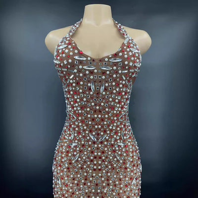 Vestido de Gala Escote Espalda Descubierta con Cristales y Brillantes - Image 4