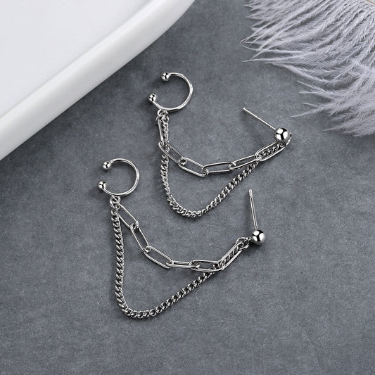 Aretes de Cadena Doble Coreanos con Personalidad - Diseño Trendy Net Red