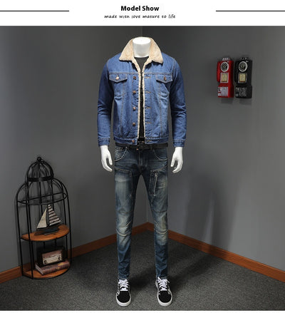 Chaqueta Denim Forrada Gruesa Estilo Japonés para Hombre - Image 14