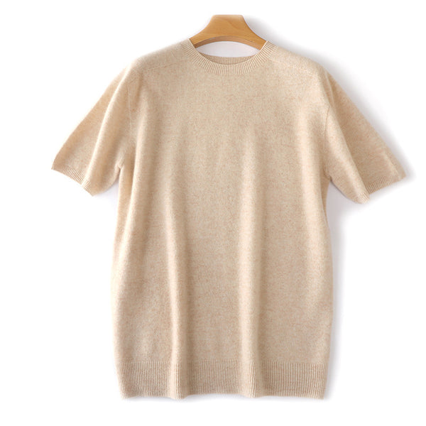 Suéter Tejido Manga Corta Hombre - Camiseta Casual Color Sólido
