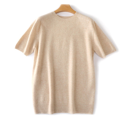 Suéter Tejido Manga Corta Hombre - Camiseta Casual Color Sólido