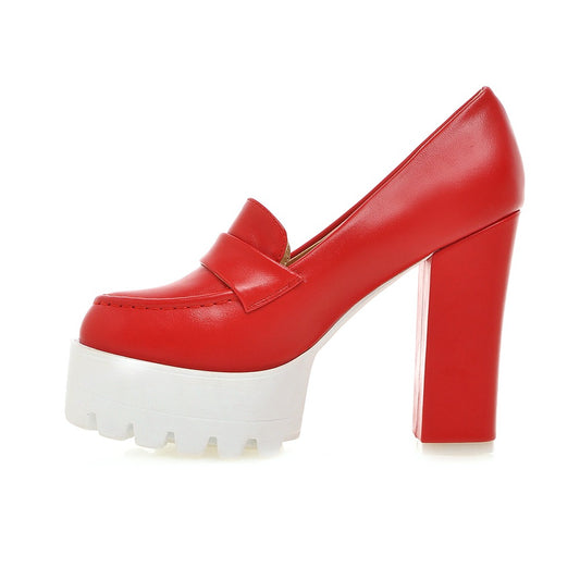 Zapatos de Tacón Alto 12cm Grueso Negro Rojo y Blanco Tallas Grandes - Image 2
