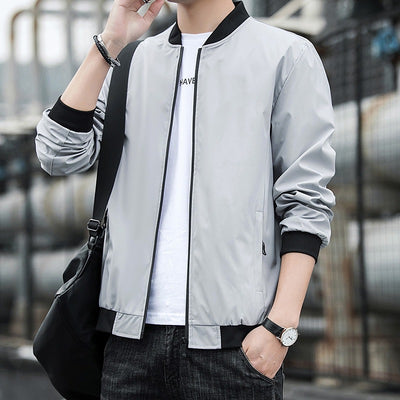 Chaqueta Hombre Primavera Otoño Cuello Alto Diseño Liso - Image 3