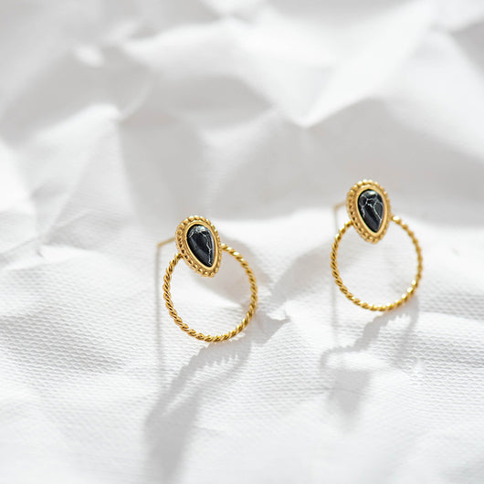 Aretes de Piedra Natural Incrustada Gota de Agua - Image 6