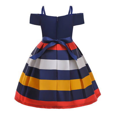 Vestido Infantil sin Tirantes a Rayas para Cumpleaños - Image 7