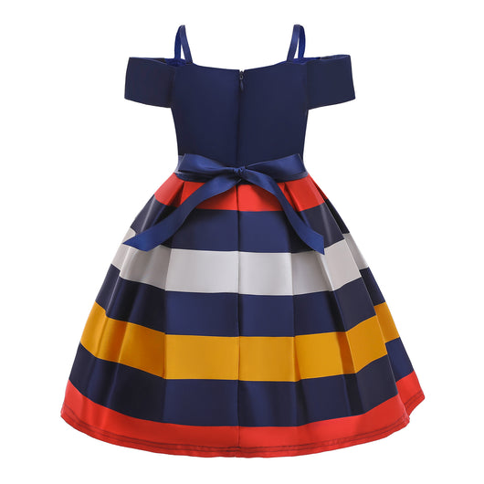 Vestido Infantil sin Tirantes a Rayas para Cumpleaños - Image 7