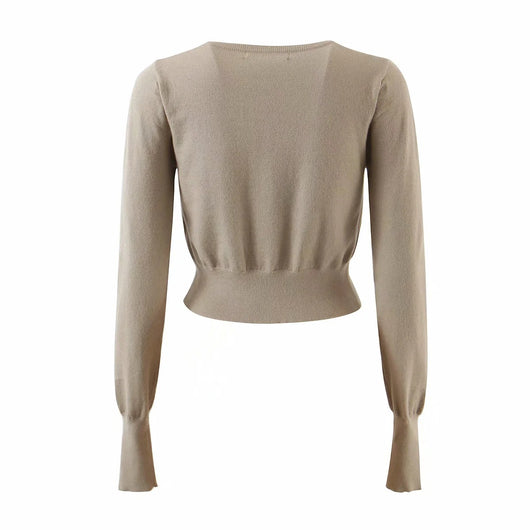 Cardigan Tejido Corto con Bordado de Letras Estilo Británico - Image 21