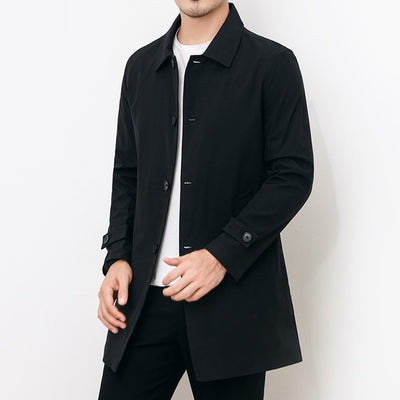 Abrigo Casual de Solapa Larga para Hombre - Cortavientos Versátil - Image 3
