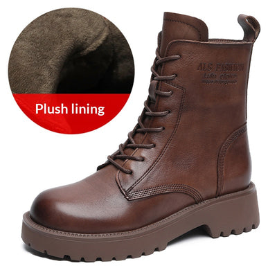 Botines de Cuero Suave para Mujer con Tacón Robusto y Forro de Felpa - Image 8