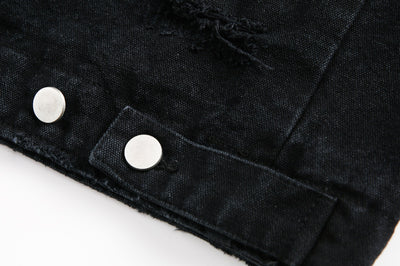 Chaqueta Denim Vintage Desgastada Estilo Retro Americano - Image 12