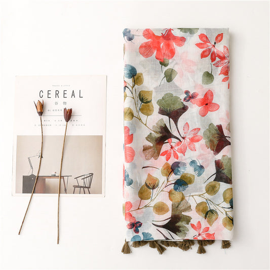 Pañuelo de Seda Estampado Flores Vintage para Mujer - Image 2