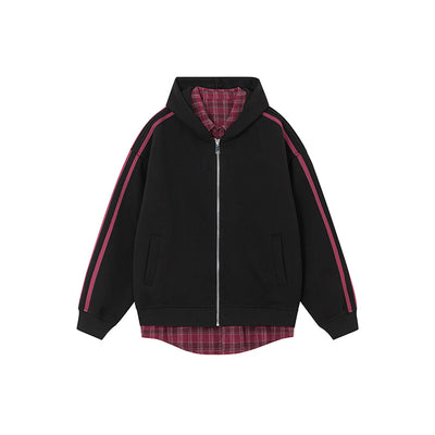Cardigan Abrigo Cuadrillé con Capucha y Detalles Combinados - Image 4
