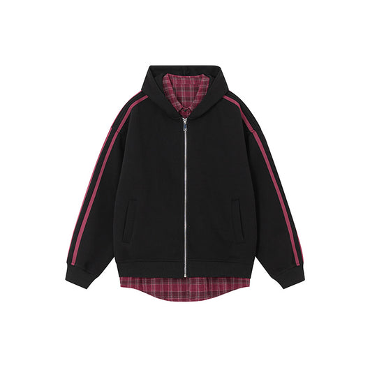Cardigan Abrigo Cuadrillé con Capucha y Detalles Combinados - Image 4
