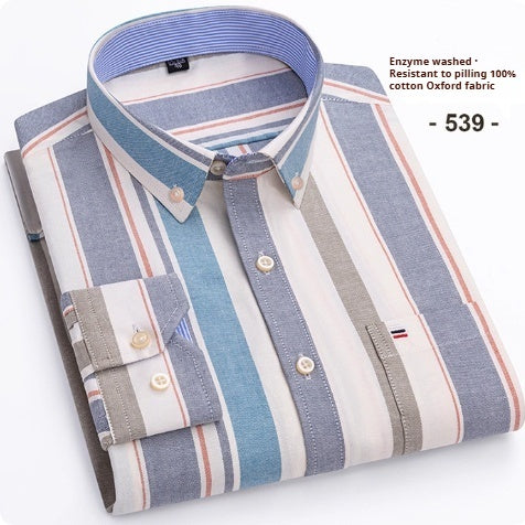 Camisa Oxford de Algodón Puro a Cuadros para Hombre