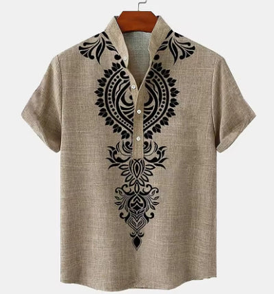 Camisa Hombre Lino Manga Corta Impresión Digital 3D - Image 10