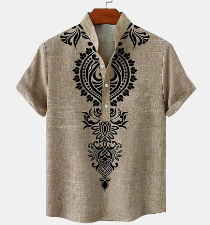 Camisa Hombre Lino Manga Corta Impresión Digital 3D - Image 10