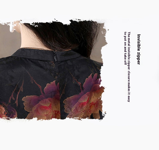 Cheongsam de Seda Mulberry Satinado - Estilo Occidental Moderno para Mujer - Image 12