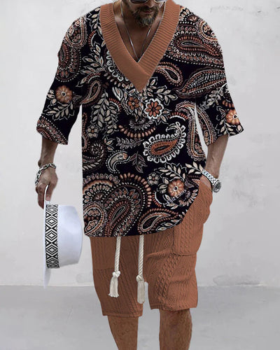 Conjunto de Dos Piezas: Shorts Jacquard Holgados para Hombre - Image 13