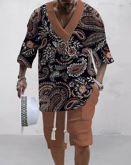 Conjunto de Dos Piezas: Shorts Jacquard Holgados para Hombre - Image 13