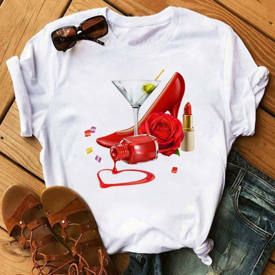Playera Kawaii Copa de Vino Rose Gold - Image 6