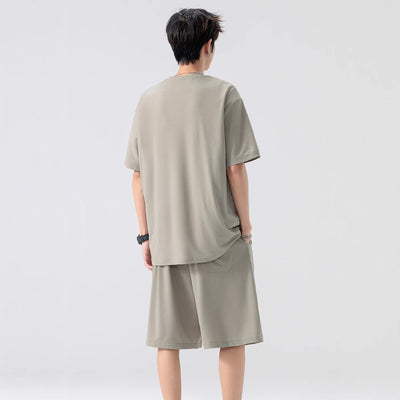 Conjunto de Pantalón y Camiseta Ice Silk para Hombre - Color Sólido - Image 4