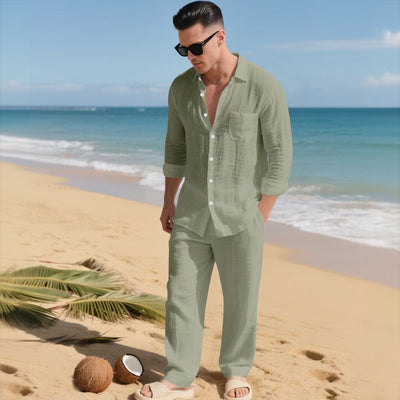 Conjunto de Camisa Suelta y Pantalón de Manga Larga para Playa - Image 12