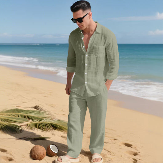 Conjunto de Camisa Suelta y Pantalón de Manga Larga para Playa - Image 12