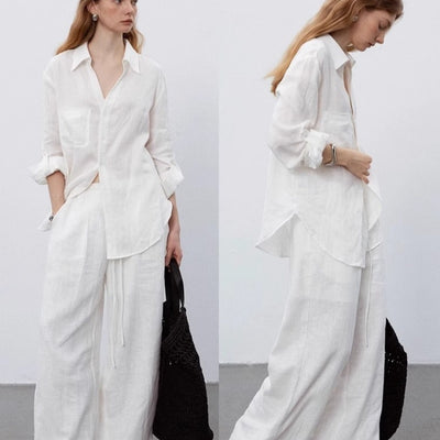 Blusa Lino Blanco Mujer Verano Suelta y Transpirable - Image 12