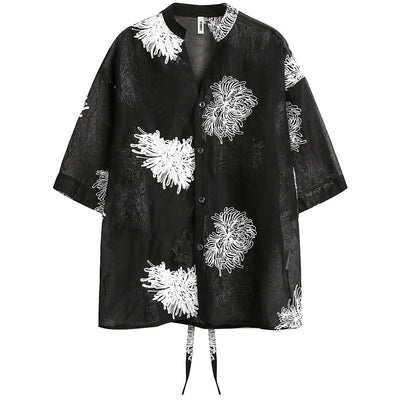Camisa Casual Bordada de Manga Corta para Hombre