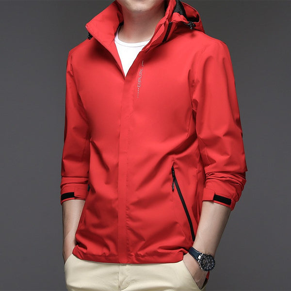 Chaqueta Casual para Hombre en Color Sólido con Gorro Incluido