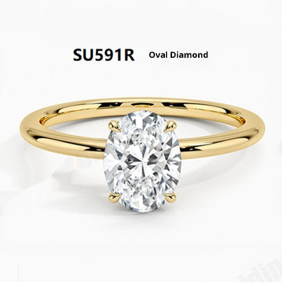 Anillo Chapado en Oro 18K con Diamante de Cultivo para Mujer