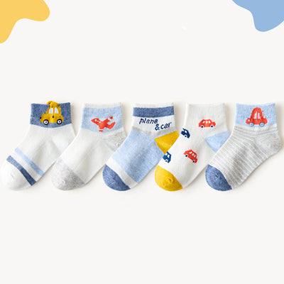 Calcetines Infantiles de Malla con Diseño de Autos de Algodón - Image 3