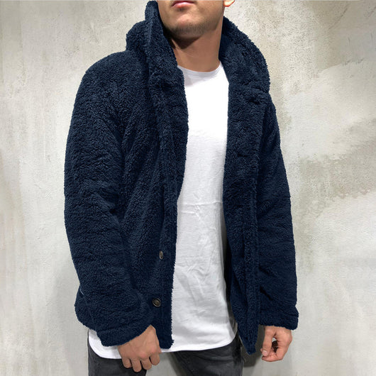 Chaqueta Sudadera con Capucha para Hombre - Abrigo Cálido de Color Sólido - Image 12