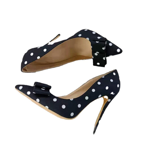 Zapatos de Tacón Alto Satinado con Lunares - Punta Fina Elegante - Image 4