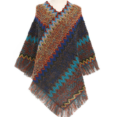 Poncho Étnico Multicolor Cálido para Otoño e Invierno - Image 7
