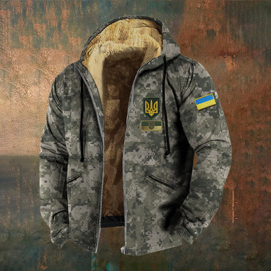Chaqueta Hoodie con Cierre Vintage Estampado 3D para Hombre - Image 8