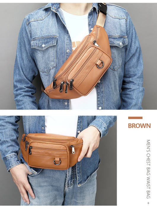 Bolsa Pecho Cuero Multifuncional para Hombre con Correa Cruzada - Image 13